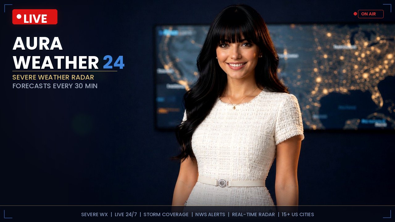 Aura Weather 24 — 24/7 AI broadcast anchor